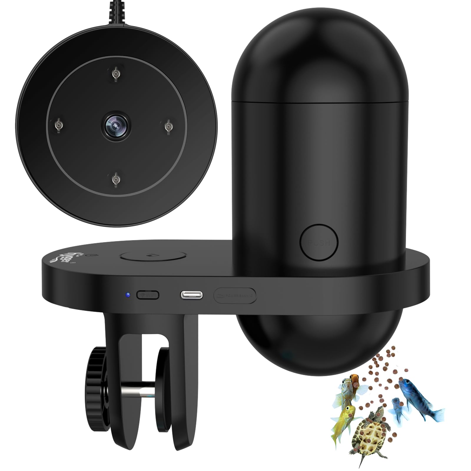 Hygger WiFi Automatic Fish Feeder with App Control - Smart Aquarium Auto Feeder with Timer, Precision Feeding & Moisture-Proof Design - USB Powered Fish Food Dispenser for Vacation & Daily Use in Fish Tanks