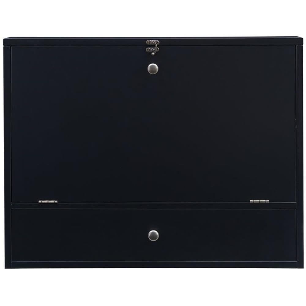 Wall Mounted Laptop Desk - Adjustable Floating Shelf for Home Office, Kitchen & Small Spaces - Universal Fit for All Laptops - Black (SEI Furniture) - Perfect for Remote Work, Studying & Space Saving Solutions