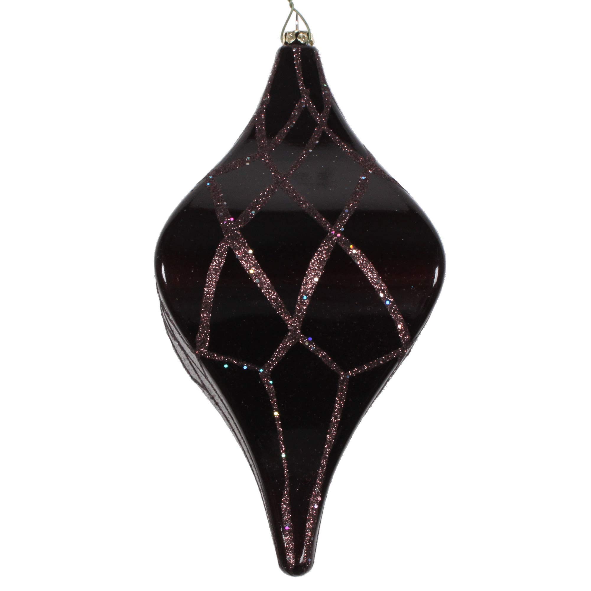 Vickerman 8-Inch Chocolate Candy Glitter Net Drop Christmas Tree Ornament - Elegant Holiday Decor for Xmas Trees, Home, and Party Decorations