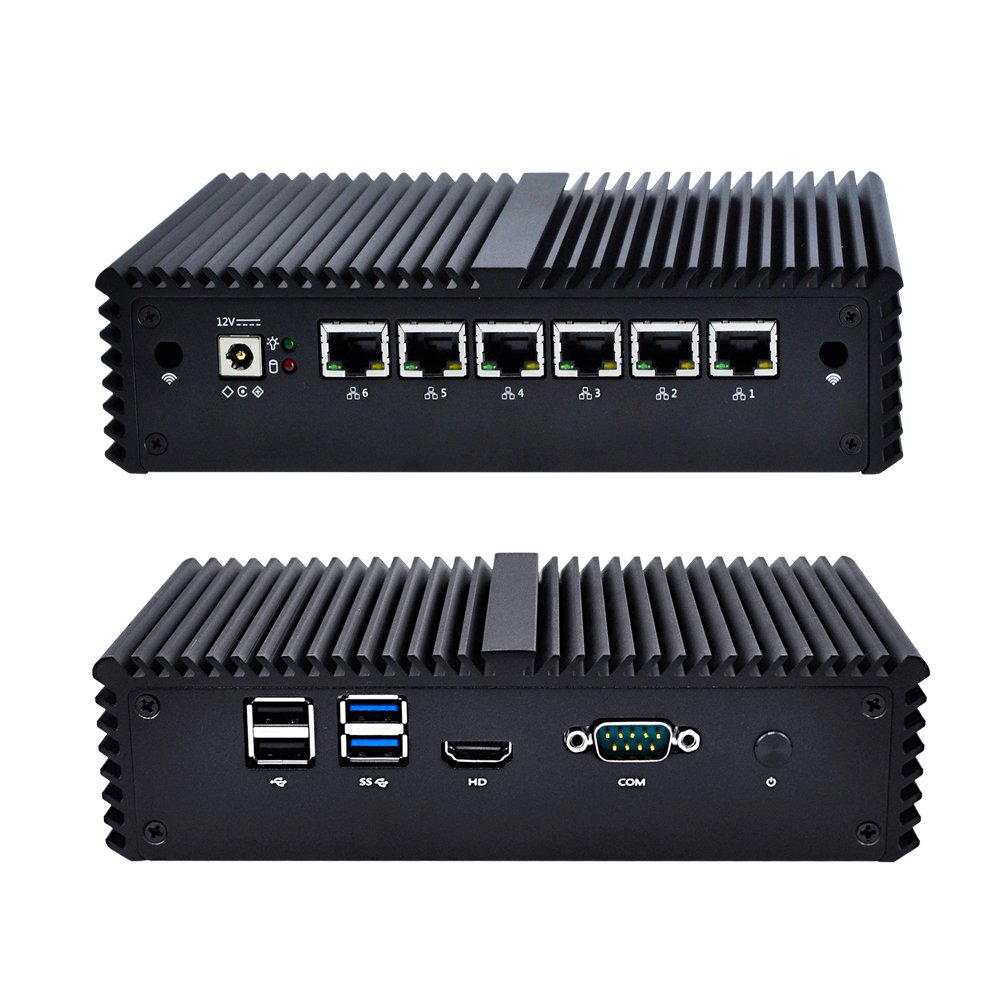Qotom Q555G6-S05 Fanless Mini PC - Intel Core i5 7200U Dual Core Processor, 16GB DDR4 RAM, 64GB mSATA SSD, WiFi, AES-NI | 24/7 Industrial Computer for Home Office, Digital Signage, IoT Gateway & Industrial Automation