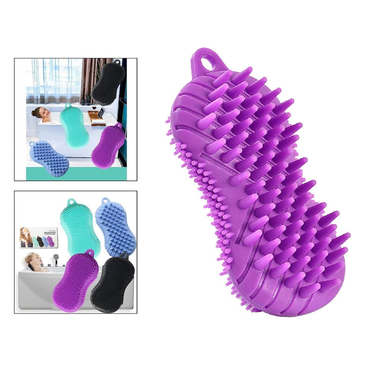 Orrda Soft Silicone Bath Brush - Exfoliating Body Scrubber & Shampoo Massager for Women, Men & Baby with Sensitive Skin | Easy to Clean Shower Accessories (Multicolor) | Perfect for Relaxing Spa Days & Gentle Baby Bath Time