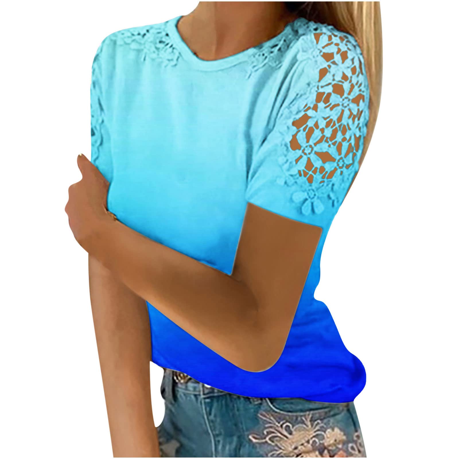 2023 Trendy Women's Summer T-Shirts - Short Sleeve Tie-Dye Printed Tops, Elegant & Cute Flowy Pullover for Casual Wear, Beach Outings & Summer Vacations