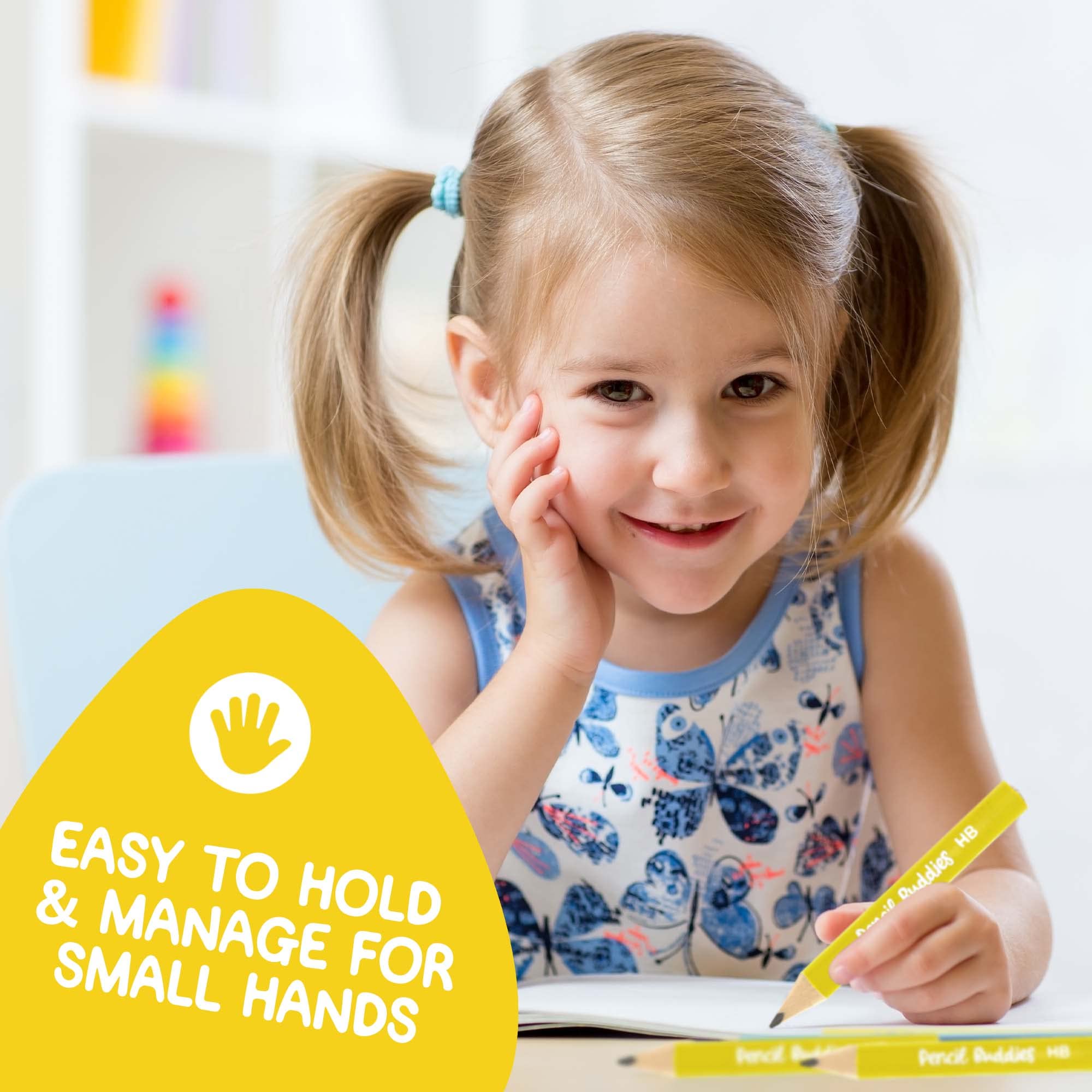 Jumbo Pencils for Kids - 12 Pack #2 Triangle Grip Fat Pencils with Sharpener & Eraser - Perfect for Preschool, Kindergarten & Beginners - Ideal for Writing Practice, Classroom & Homeschooling (Yellow)