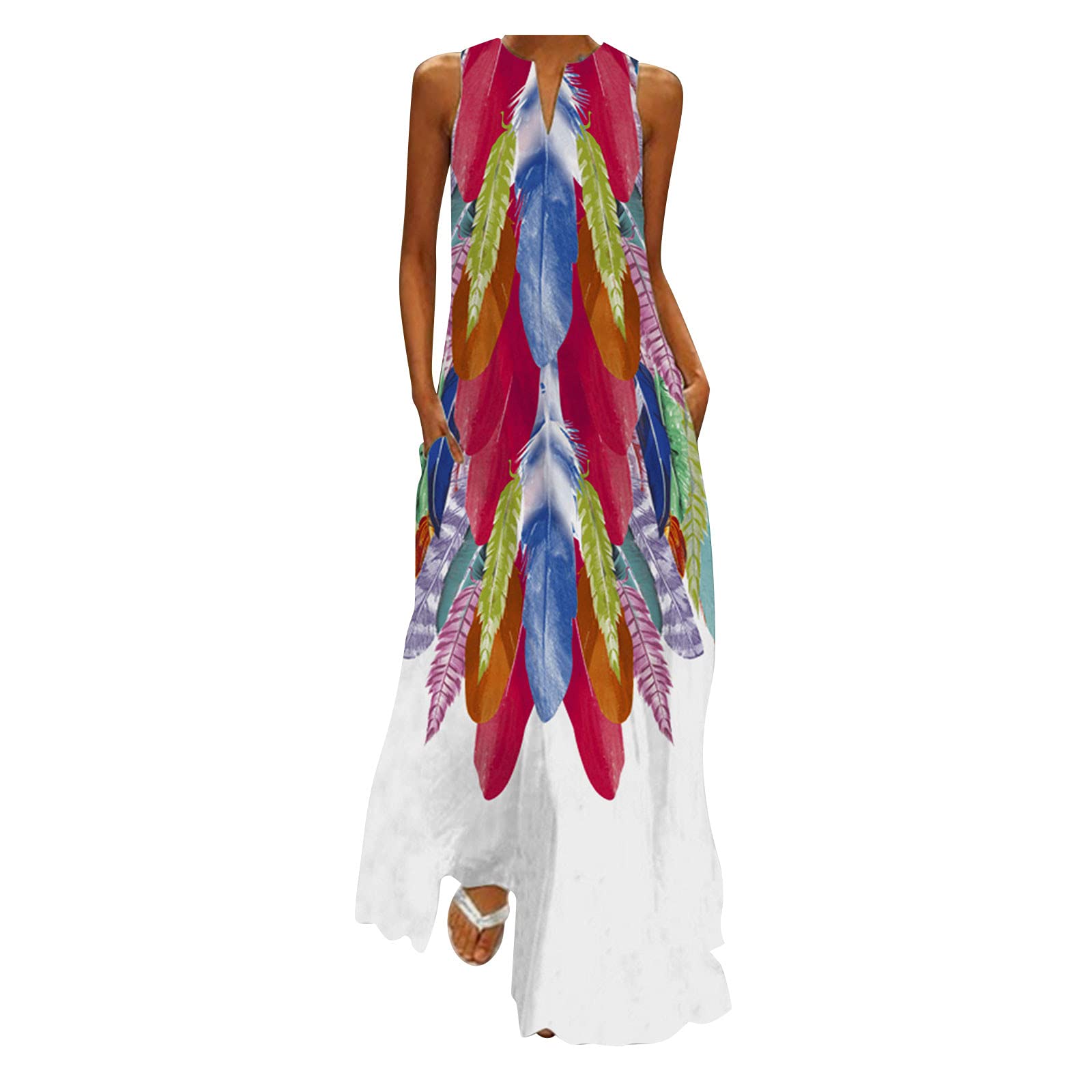 Fekuit Women's Vintage Floral Print Kaftan Dress - Short Sleeve Casual Maxi T-Shirt Dress for Beach, Summer & Boho Style | Plus Size Robe Dress for Lounge, Vacation & Outdoor Wear