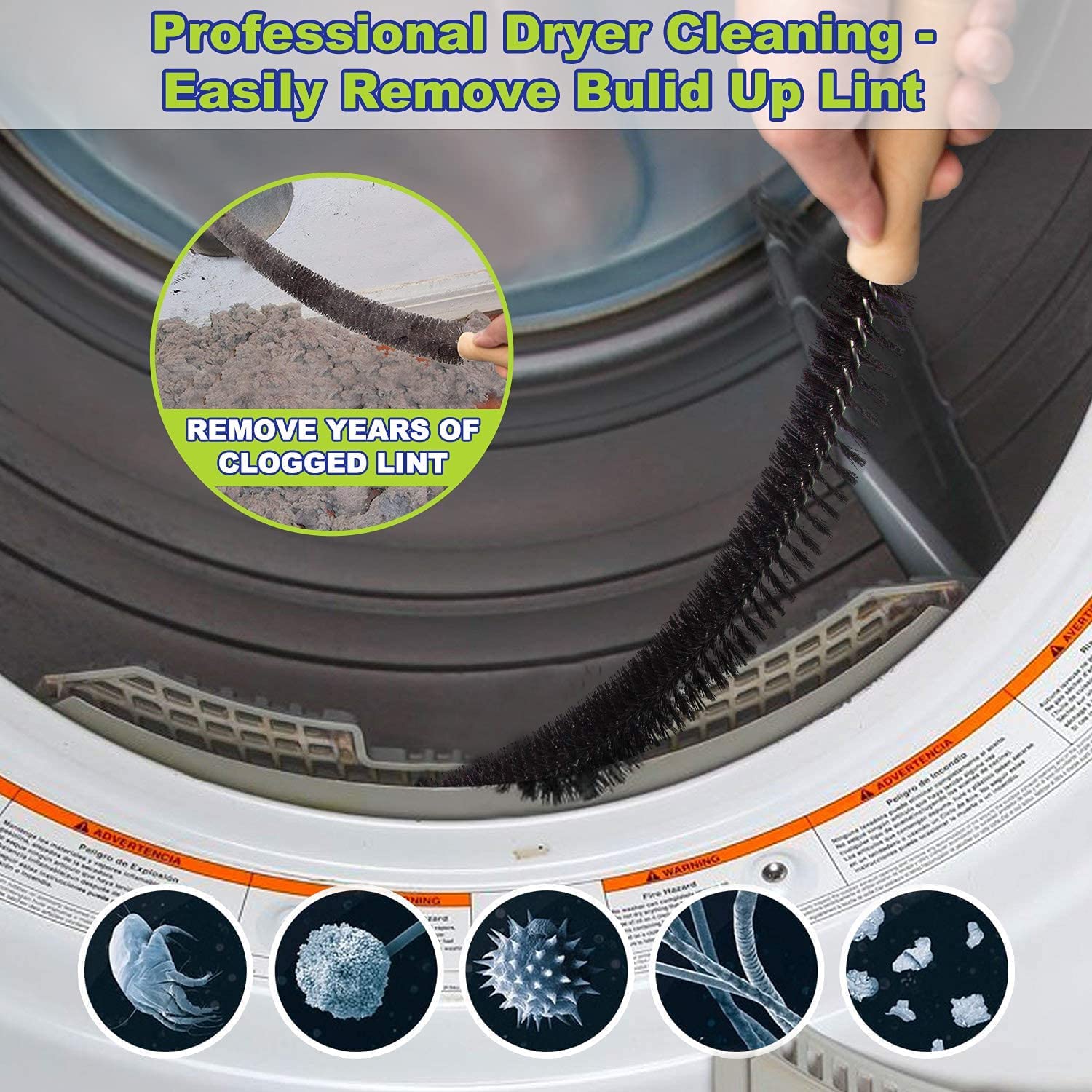 Sealegend 11-Piece Dryer Vent Cleaning Kit with 30ft Brush, Lint Vacuum Attachment & Adapters - Omnidirectional Dryer Vent Cleaner for Efficient Lint Removal - Perfect for Home Laundry Room Maintenance & Fire Prevention