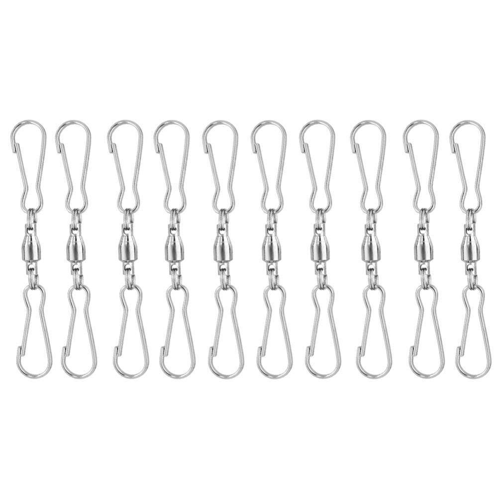 10pcs 360° Rotatable Wind Chime Hooks - Dual Clip Swivel Hangers with Spiral Tails for Bird Feeders, Wind Chimes & Wind Socks - Perfect for Outdoor Garden, Patio and Balcony Decor