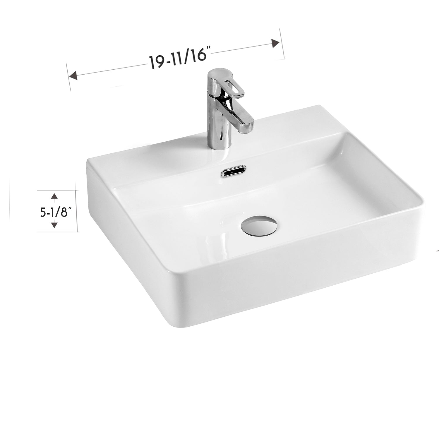 DAX CL1275 Ceramic Rectangular Bathroom Vessel Sink - 20