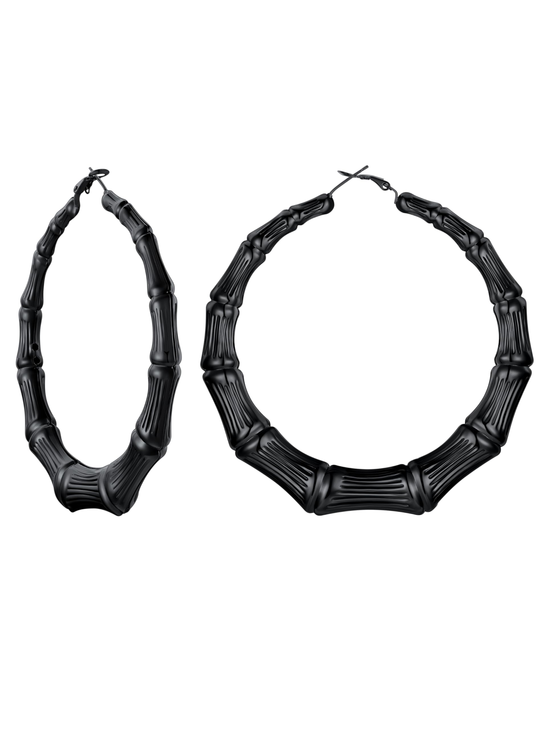 U7 Bamboo Hoop Earrings for Women - Stainless Steel, Personalized Black or 18K Gold Plated Statement Earrings - Extra Large Hip Hop Name Hoops - Perfect for Parties, Fashion Jewelry & Gift Giving