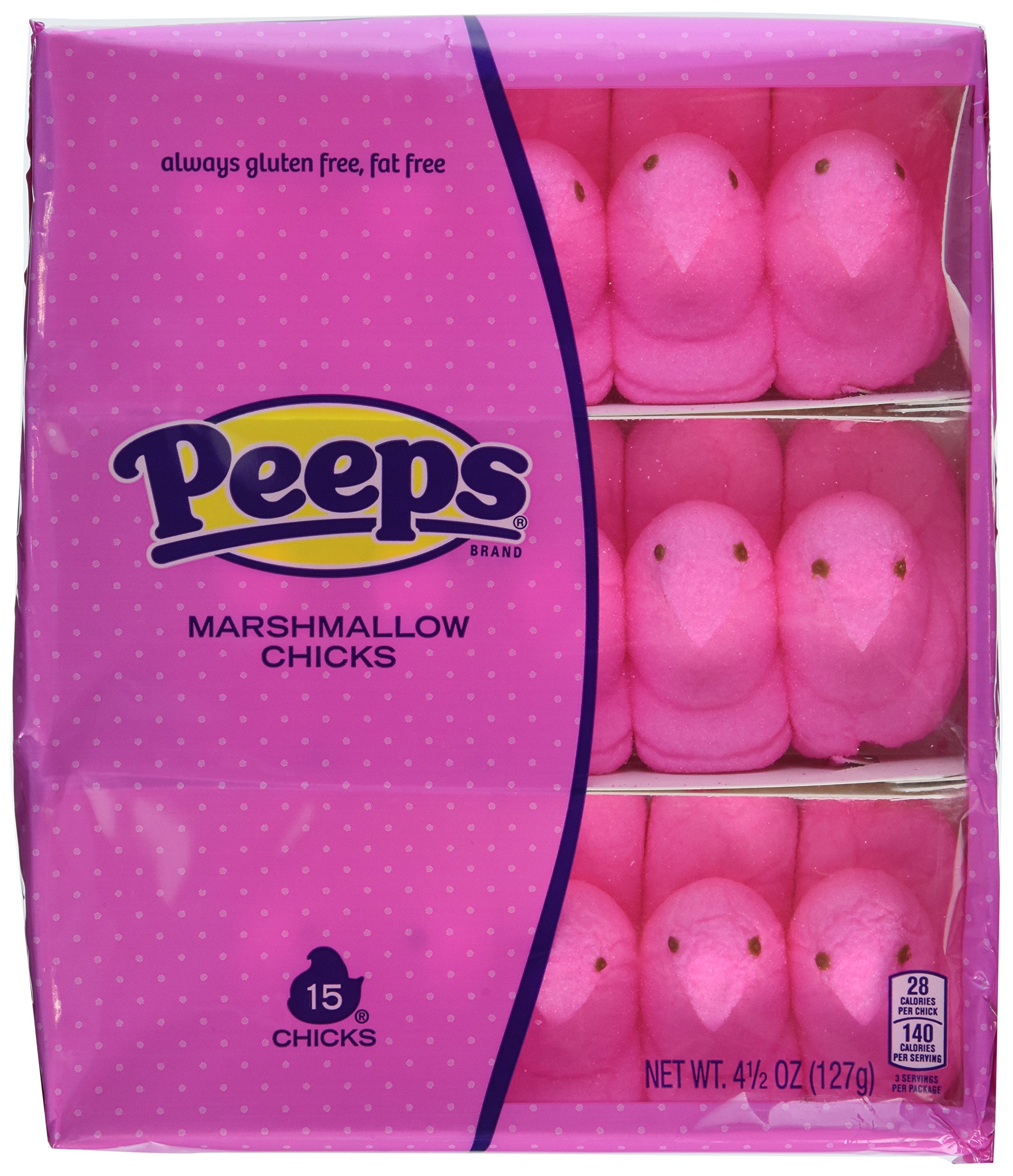 Marshmallow Peeps Pink Chicks Easter Candy - 4.5 oz (15 Count) 2-Pack Box - Sweet Treats for Easter Baskets, Party Favors & Holiday Desserts