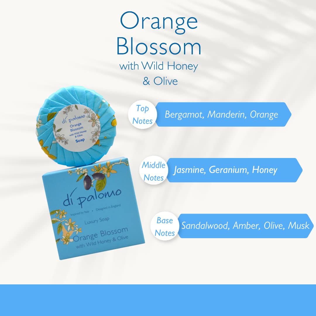 Di Palomo Orange Blossom & Honey Luxury Soap Bar - 100g Moisturizing Hand & Body Soap for Women & Men | Natural Skin Care with Italian Scent | Perfect for Bath, Shower & Gift Giving