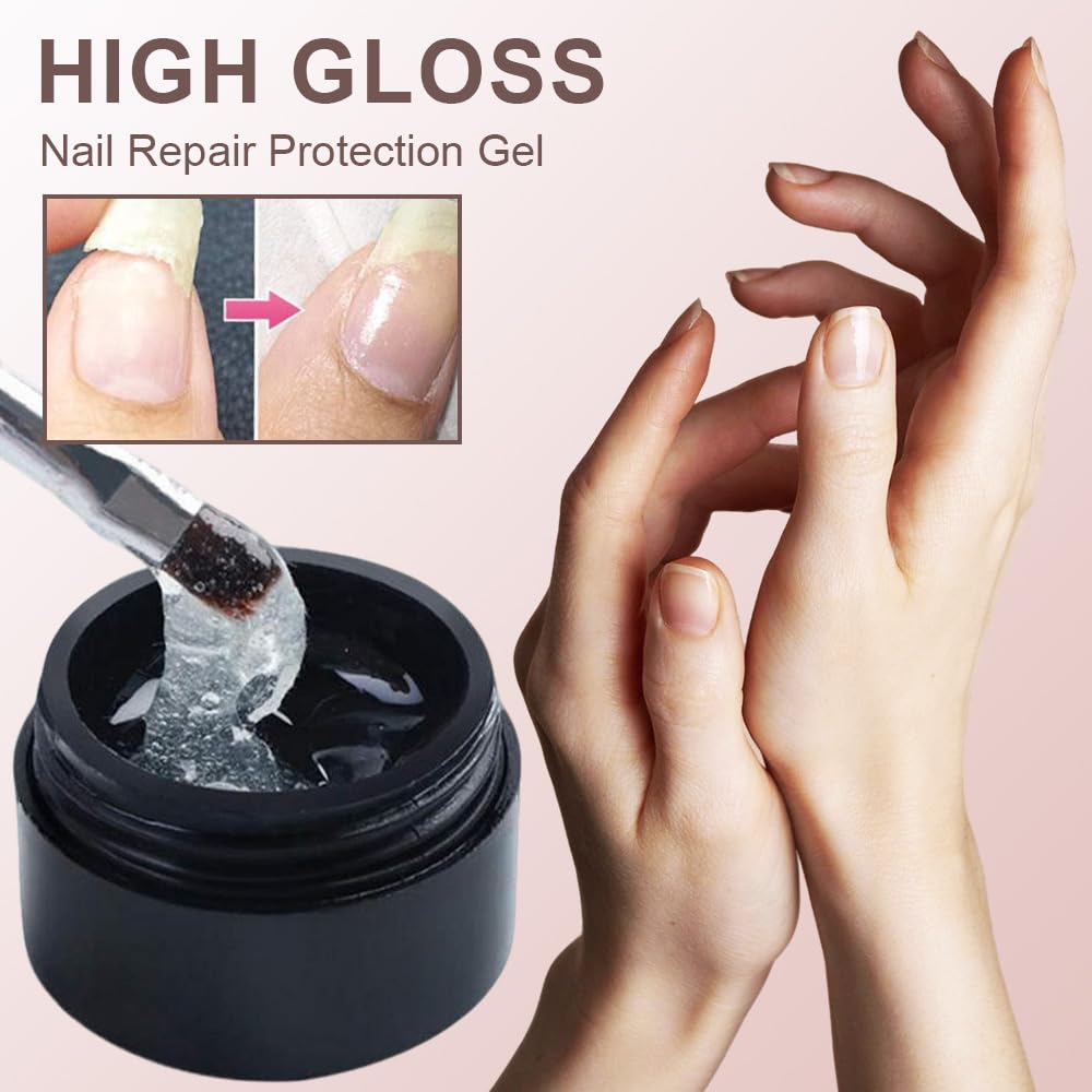 Nail Repair Protection Gel - Strengthening Treatment for Split & Cracked Natural Nails | Quick Fix Broken Nail Repair Kit with Instant Healing Gel | Perfect for Salon Professionals & At-Home Nail Care