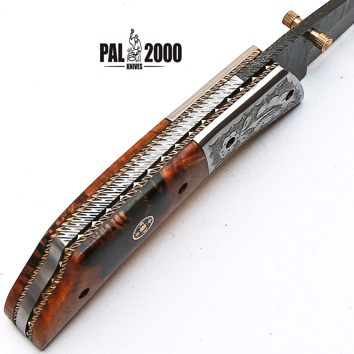 Handmade Damascus Steel Folding Pocket Knife - 7.4 Inch Blade, PAL 2000 KNIVES FOL-8832 | EDC, Camping, Hunting & Outdoor Survival Tool