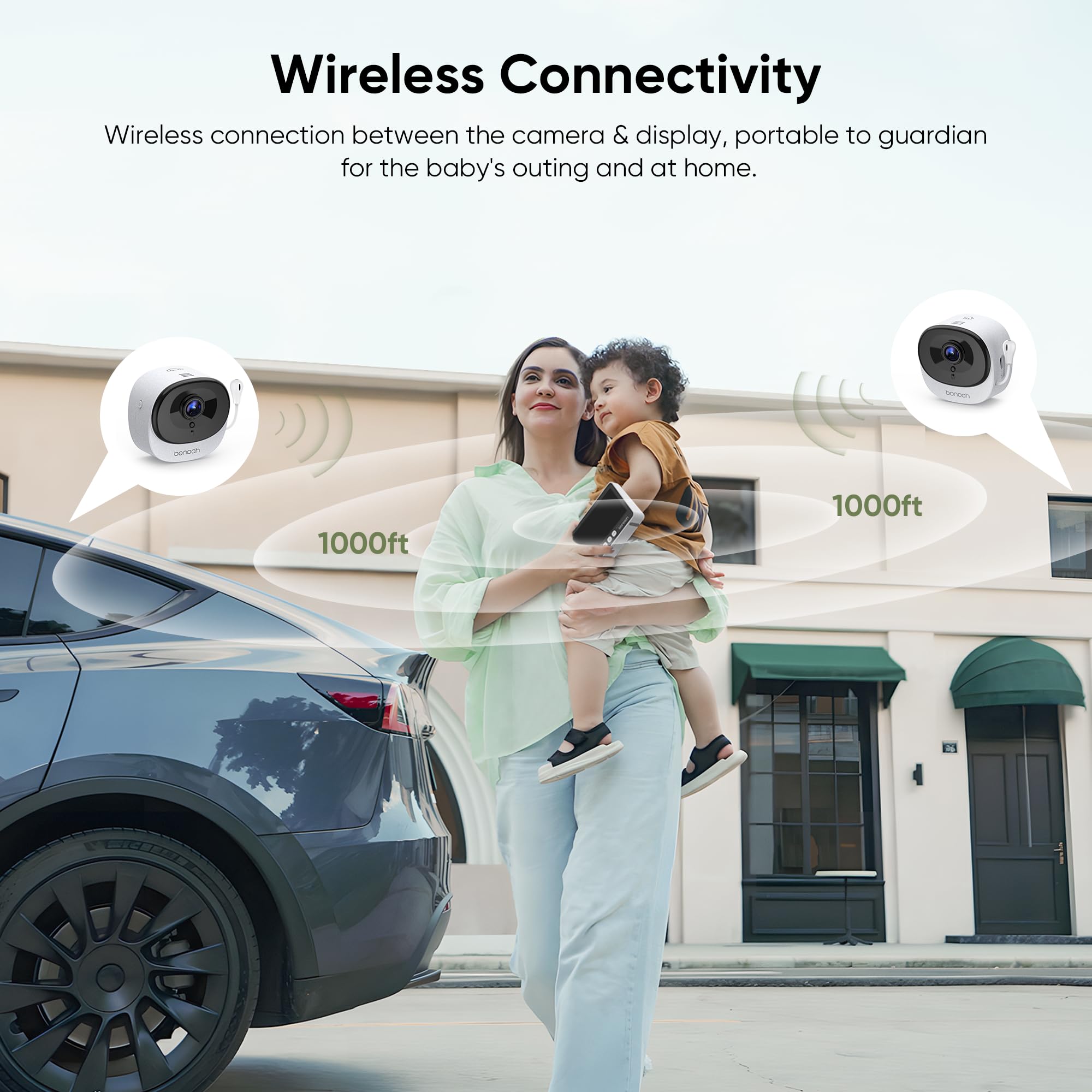 Bonoch Wireless 2-in-1 Baby Monitor for Car & Home - 5