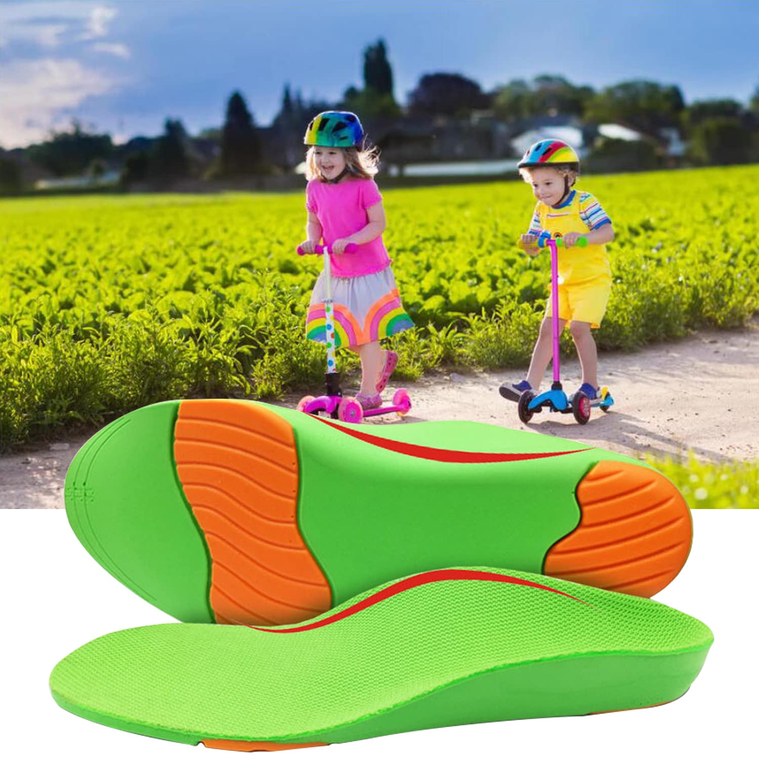 **Orthotic Shoe Insoles for Kids – Arch Support Inserts for Flat Feet, PU Cushion Sole Replacement – Ideal for Active Boys, Sports & School Comfort**