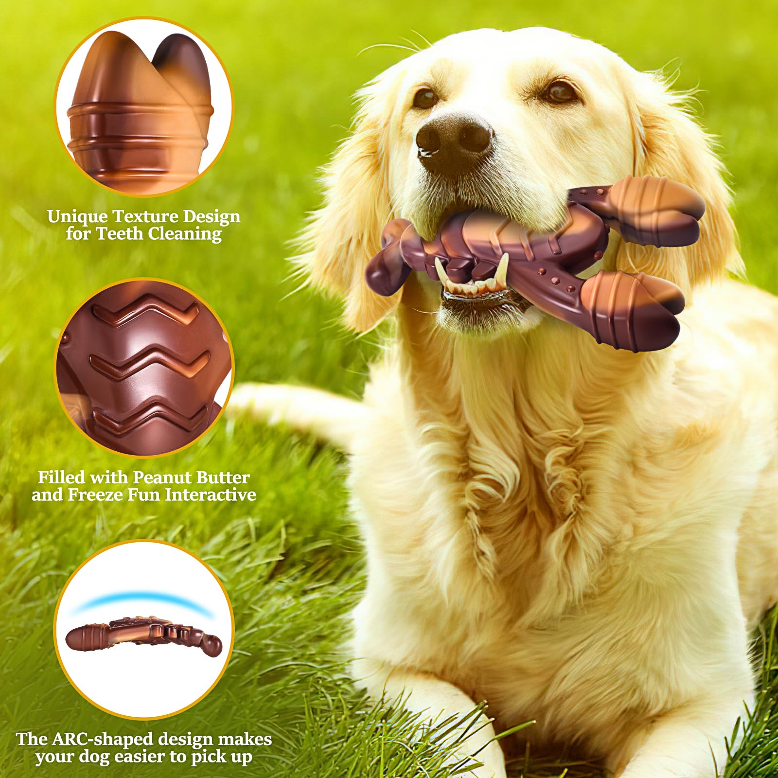 NEZIN Indestructible Dog Chew Toys for Aggressive Chewers - Real Beef Flavor, Ultra Durable Chew Toys for Large & Medium Breed Dogs - Interactive Pet Toy & Perfect Gift for Dogs - Great for Playtime, Training & Anxiety Relief