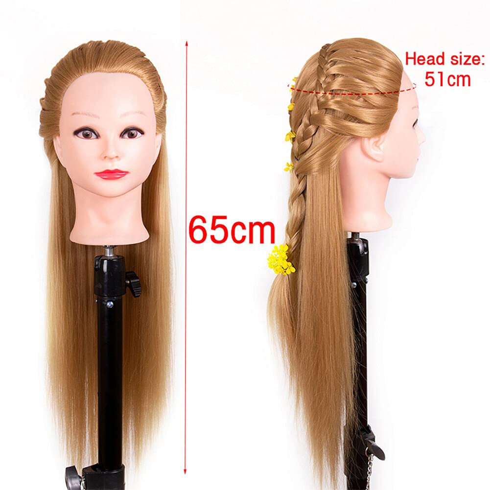 65cm Long Hair Training Head for Barber & Hairdressing Practice - Mannequin Head with Perming Tools (6pcs Included, No Part 4#) - Perfect for Salon Training, Cosmetology Students & Home Hair Styling Practice