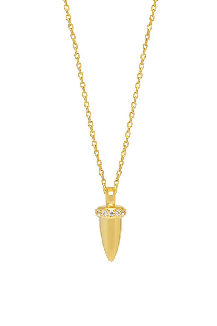 Pave Set Cubic Zirconia Horn Pendant Necklace - Elegant Statement Jewelry for Women, Perfect for Parties, Weddings & Everyday Wear