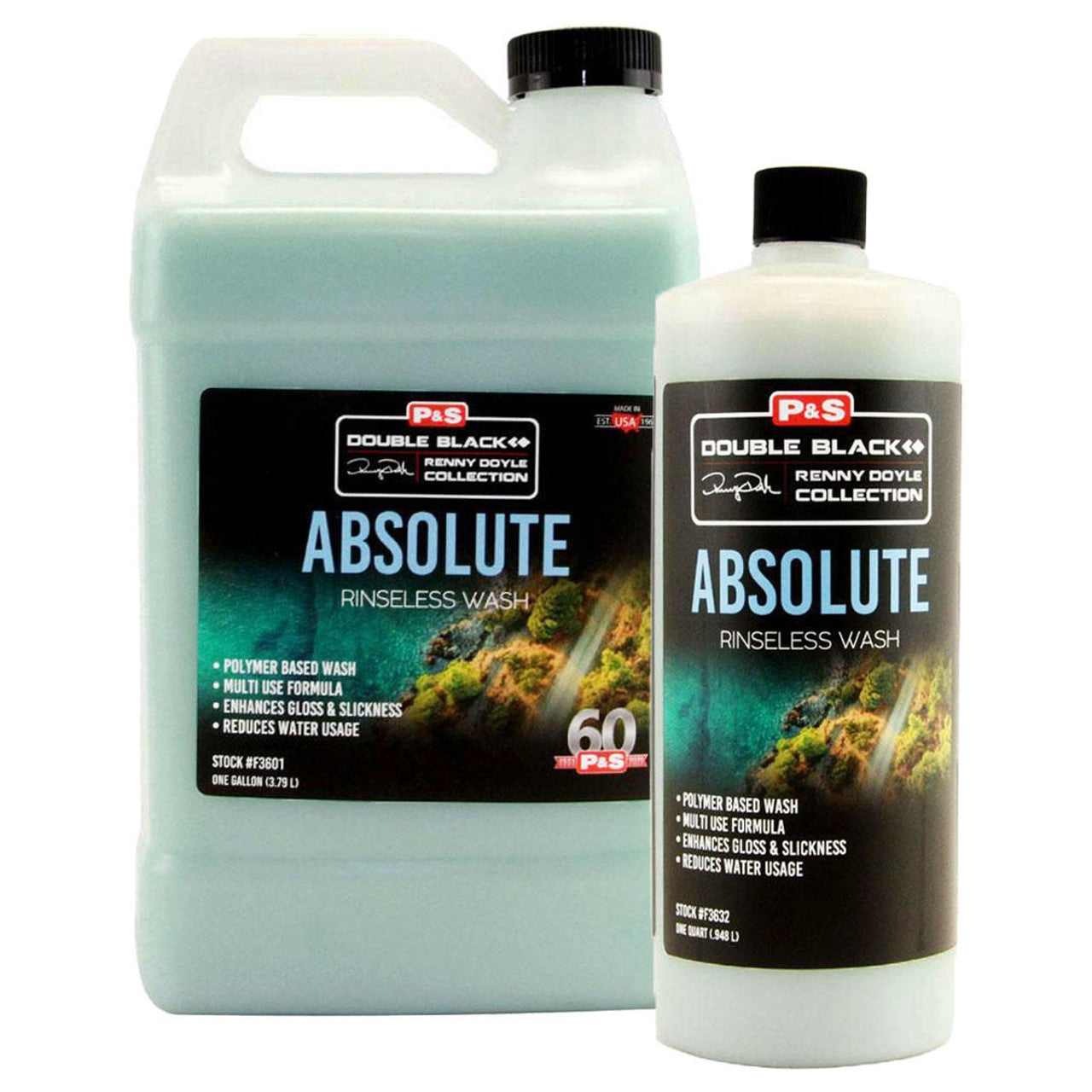 P&S Double Black Collection Absolute Rinseless Wash & Wax - Premium Waterless Car Detailing Solution for Shine & Protection - Perfect for Quick Car Cleaning, RV, Motorcycle & Boat Detailing