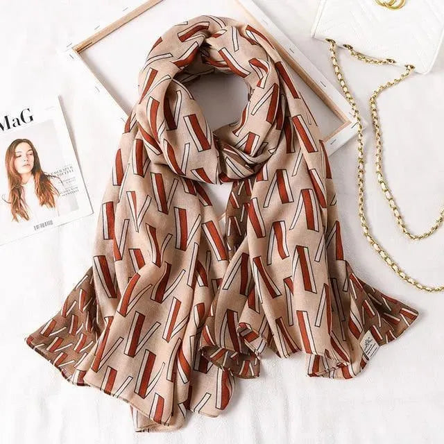 Luxury Striped Scarves for Women - Soft Cashmere & Silk Blend - Elegant Fashion Accessory for Winter, Office & Special Occasions