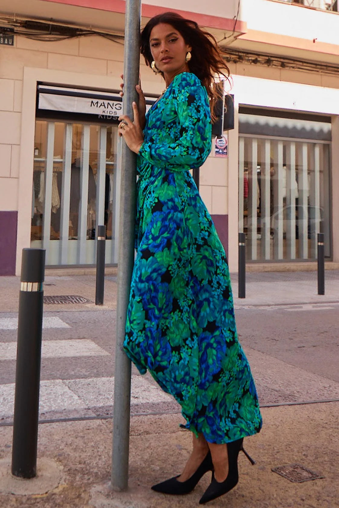 Jagger Maxi Dress - Blue Green Floral Print Women's Summer Dress for Beach, Vacation & Casual Wear | Elegant Long Flowy Dress for Outdoor Events & Date Nights
