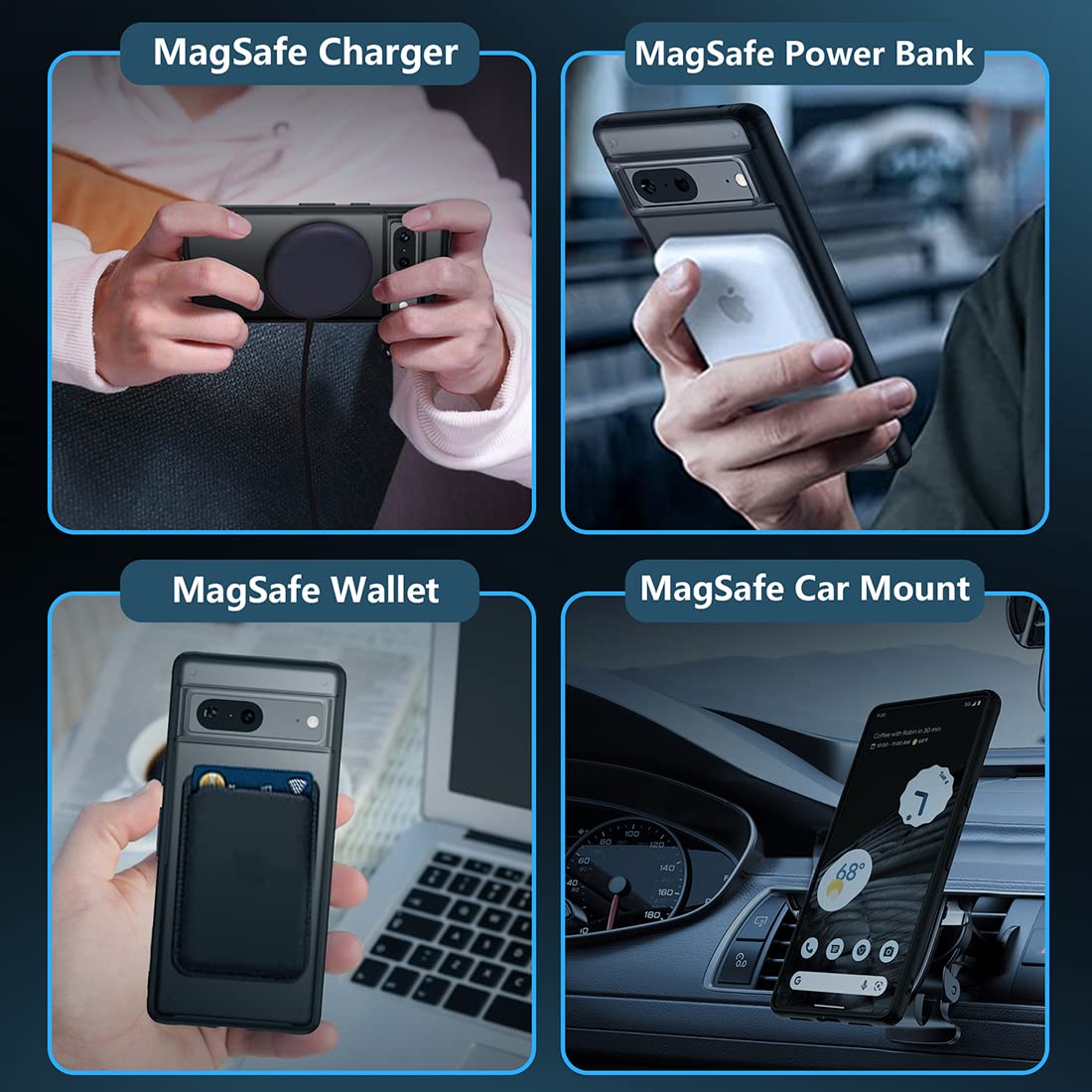 Magnetic Phone Case for Google Pixel 7 (2022) - Slim Translucent Matte Cover with MagSafe Compatibility, Anti-Fingerprint & Shockproof Protection - Perfect for Work, Travel and Everyday Use - Black