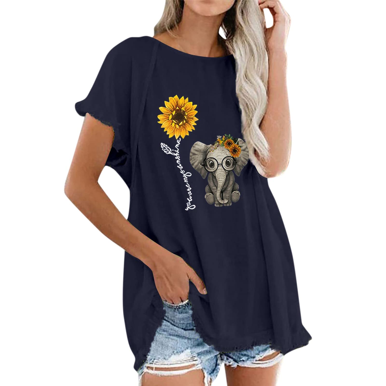 Stylish Women's Summer Tops - Trendy Casual Tassel O-Neck Short Sleeve Blouse with Dandelion Print in Breathable Cotton Linen | Perfect for Beach Outings, Weekend Brunch & Summer Vacations