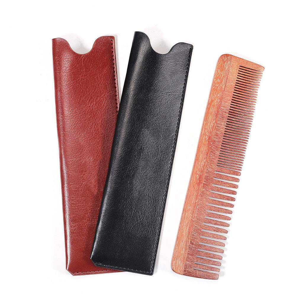 YMZ 2-Sided Beard Comb for Men - Wide & Fine Teeth Grooming Comb for Beards, Mustache & Hair - Perfect for Travel, Home & Salon Use (Includes Black Storage Bag)