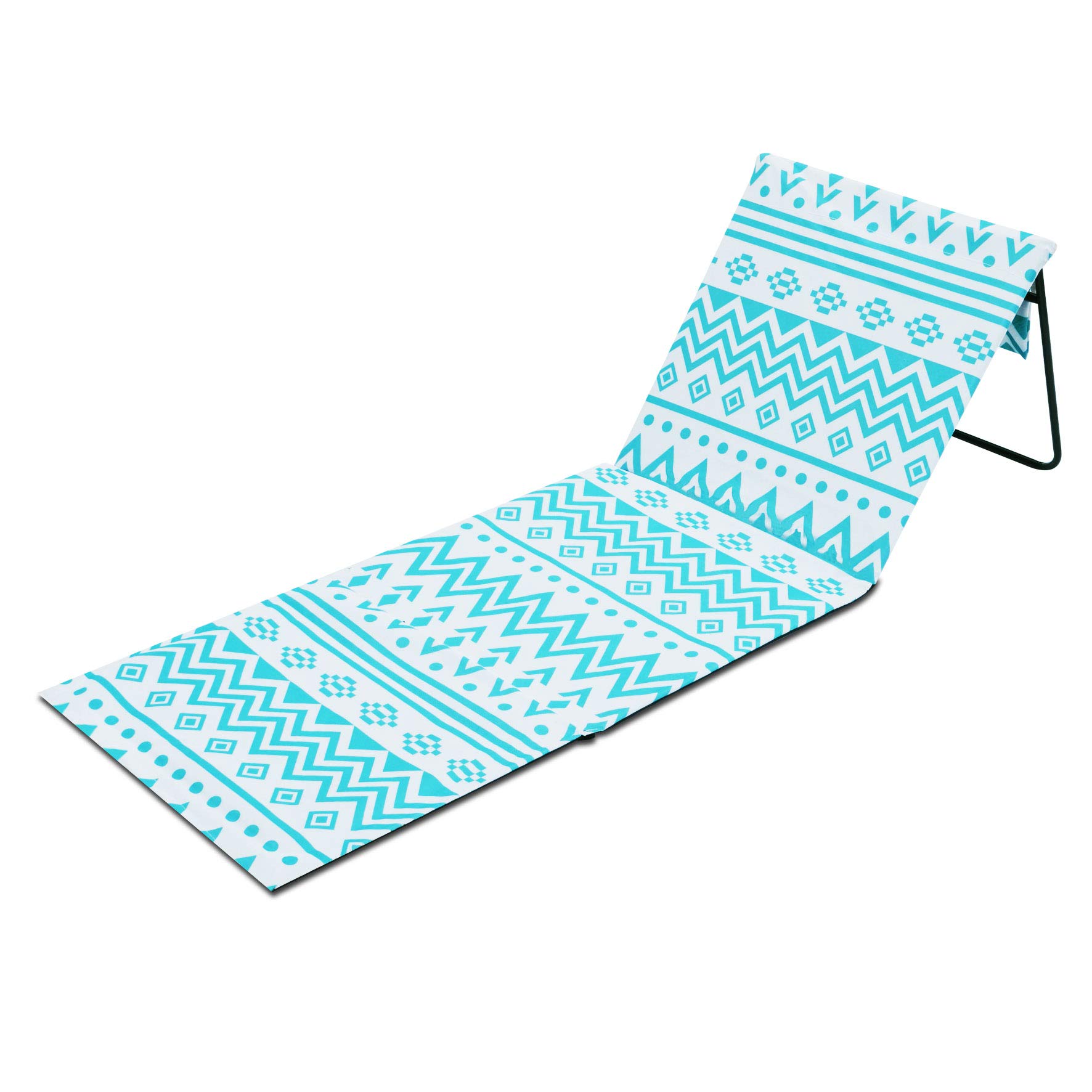 Premium Strong Camel Folding Recliner - Adjustable Patio Chaise Lounge Chair for Pool, Lawn, Beach & Outdoor Relaxation (White with Sky Blue) | Perfect for Sunbathing, Backyard Lounging & Vacation Getaways