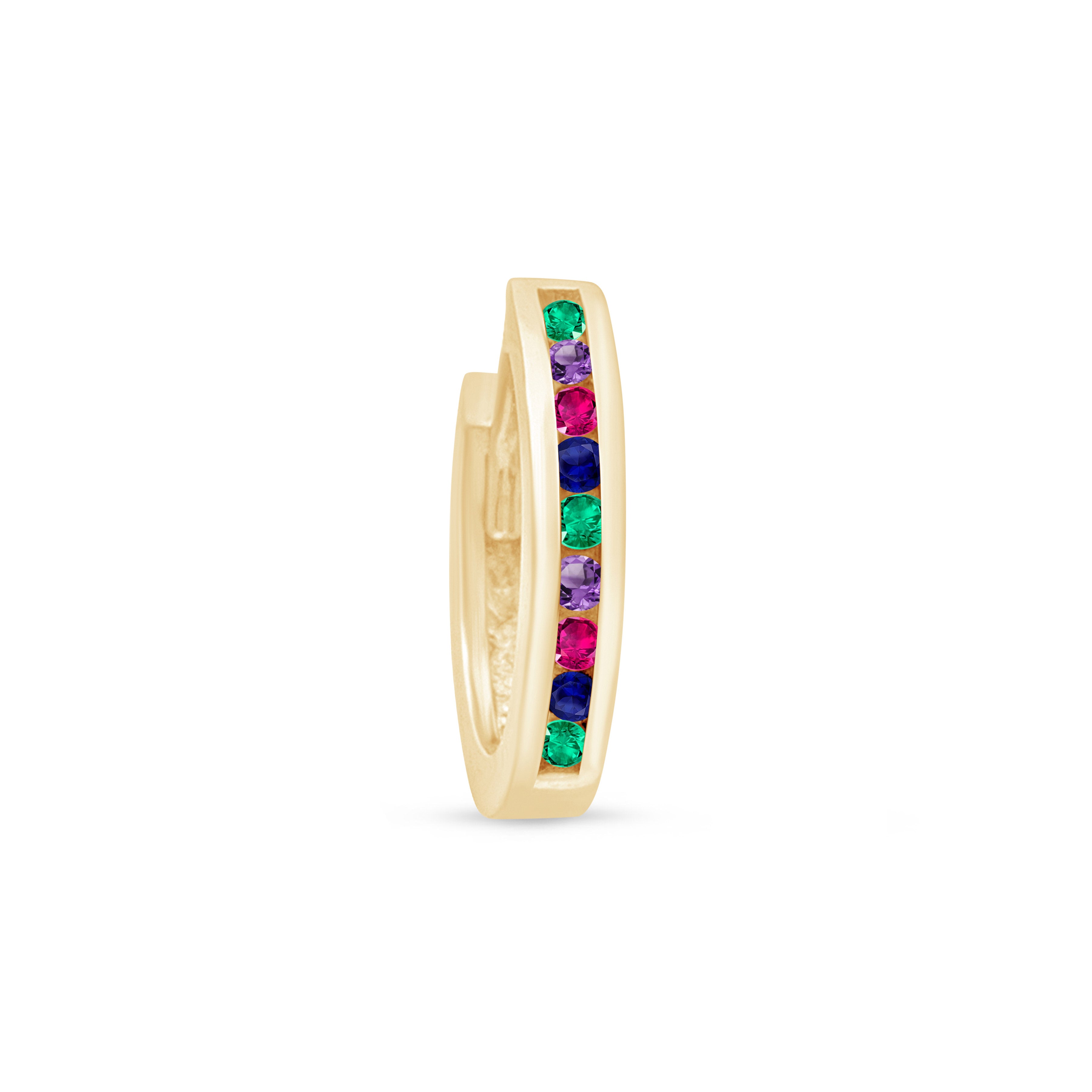 14K Yellow Gold Multicolor Huggie Hoop Earrings for Women - Trendy & Hypoallergenic Jewelry for Everyday Wear & Special Occasions
