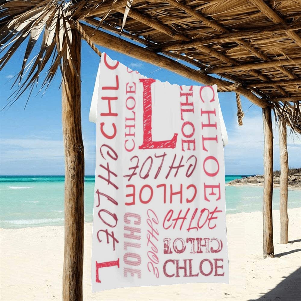 Custom Name Beach Towel 30x60 Inches - Personalized Towel for Kids, Girls & Boys - Soft Bath & Swim Towel with Embroidery - Perfect for Pool, Beach & Vacation Gifts