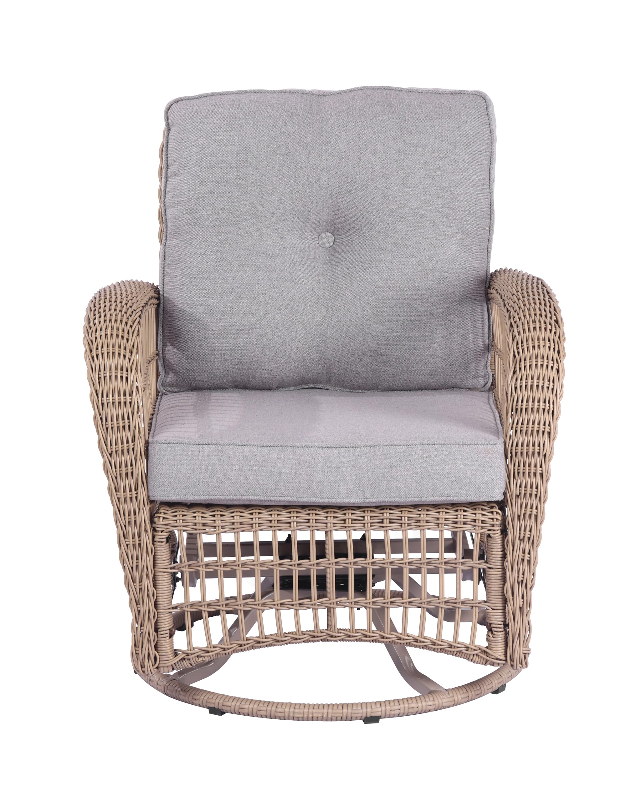 Swivel Wicker Outdoor Lounge Chair with Gray Cushion - Weather-Resistant PE Rattan Rocking Chair for Patio, Porch, Sunroom, Deck & Backyard - Perfect for Relaxing, Sunbathing and Outdoor Entertaining