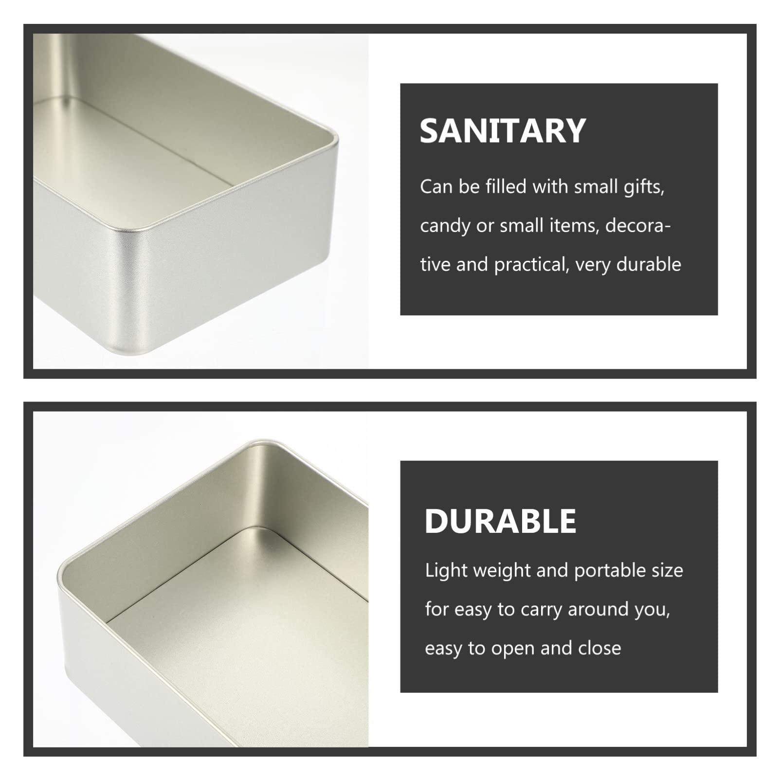 2-Piece Decorative Tin Storage Box Set with Lid - Small Square Metal Containers for Candles, Nuts, Makeup, Cookies & Tea | Perfect for Home, Office & Gift Packaging