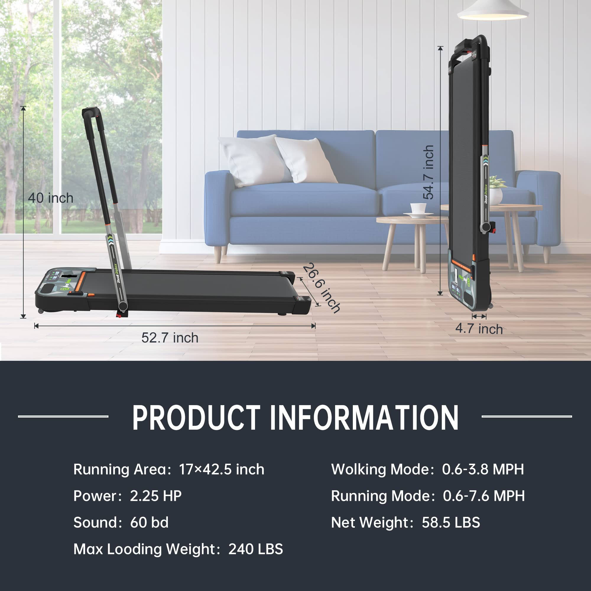 Real Relax Under Desk Electric Treadmill with Bluetooth Speaker & Remote Control - Foldable Walking Machine for Home Office, Workout While Working | Perfect for Small Spaces & Standing Desks