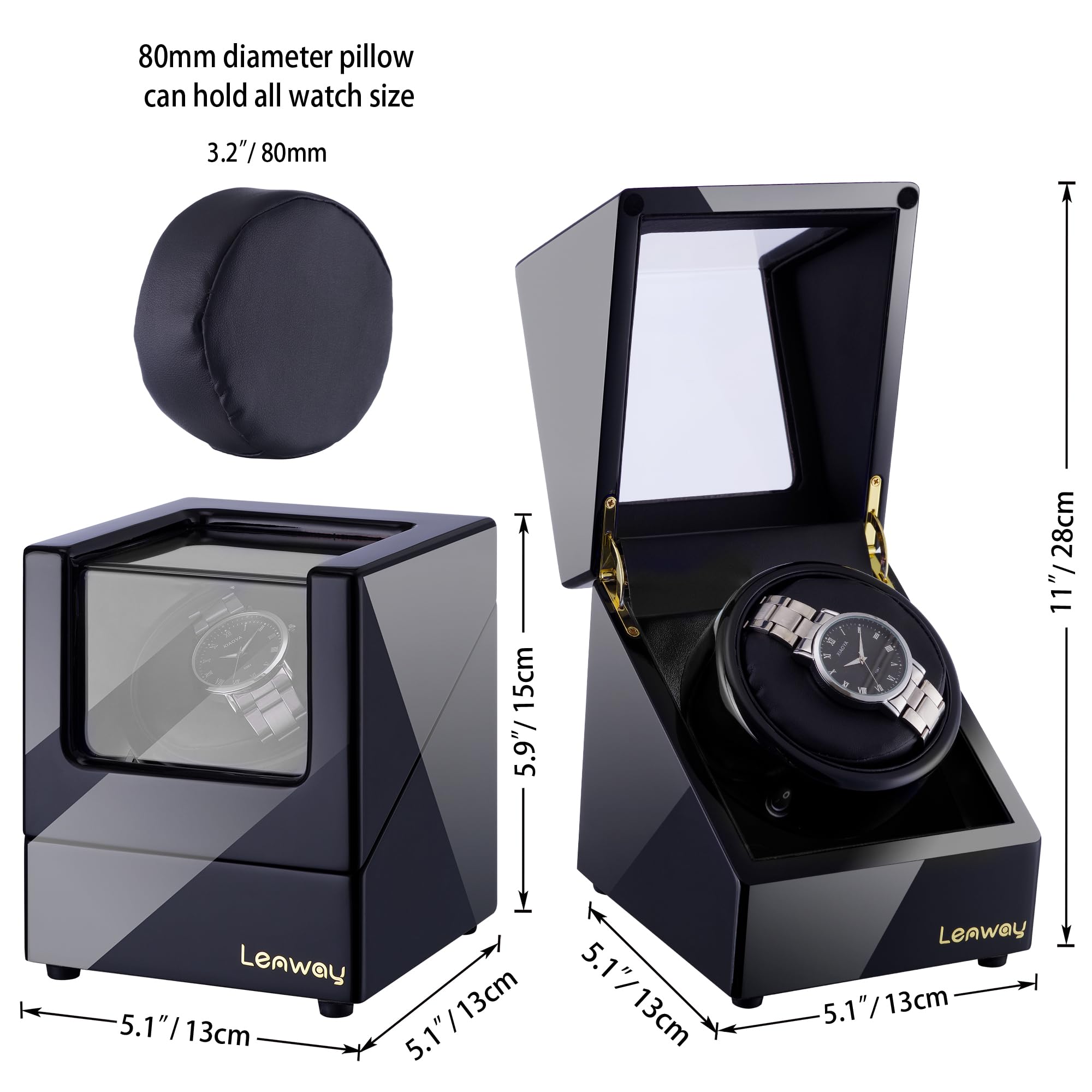 Super Quiet Automatic Watch Winder for Men & Women - Single Watch Rotator with LED Display | Perfect for Rolex, Omega & Luxury Watch Storage | Home, Office & Travel Use