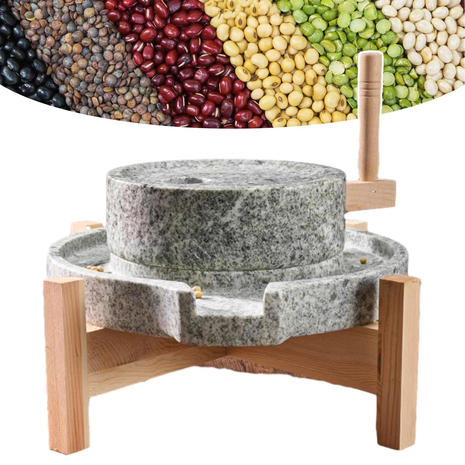 Premium Hand Grain Mill Stone Grinder - Wet & Dry Bluestone Mill for Wheat, Rice, Beans & Spices | Home Kitchen Flour Grinder for Fresh Powder | Perfect for Baking, Camping & Emergency Food Prep