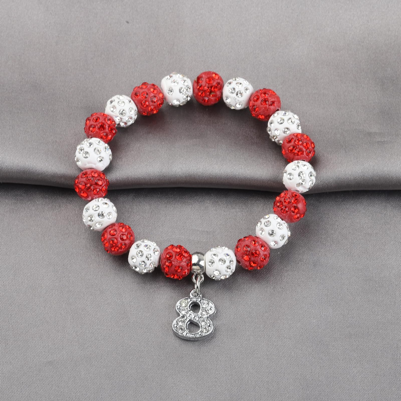 POTIY Sorority Graduation Gift - Red Beaded Bracelet with Rhinestone Numbers | Perfect for Women's College Graduation, Sisterhood Events & Greek Life Accessories