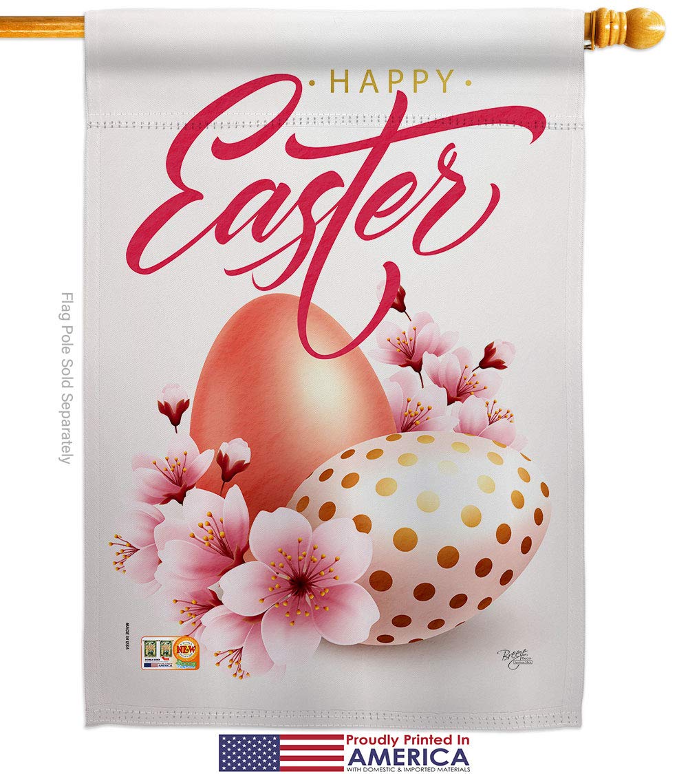 Easter Bunny House Flag Set - Spring Holiday Decor for Yard & Home