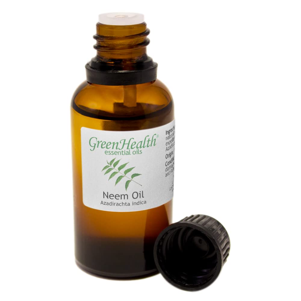 GreenHealth 100% Pure Neem Oil - 1oz Bottle for Organic Gardening, Pest Control & Skin Care | Natural Plant Protection & DIY Beauty Solution