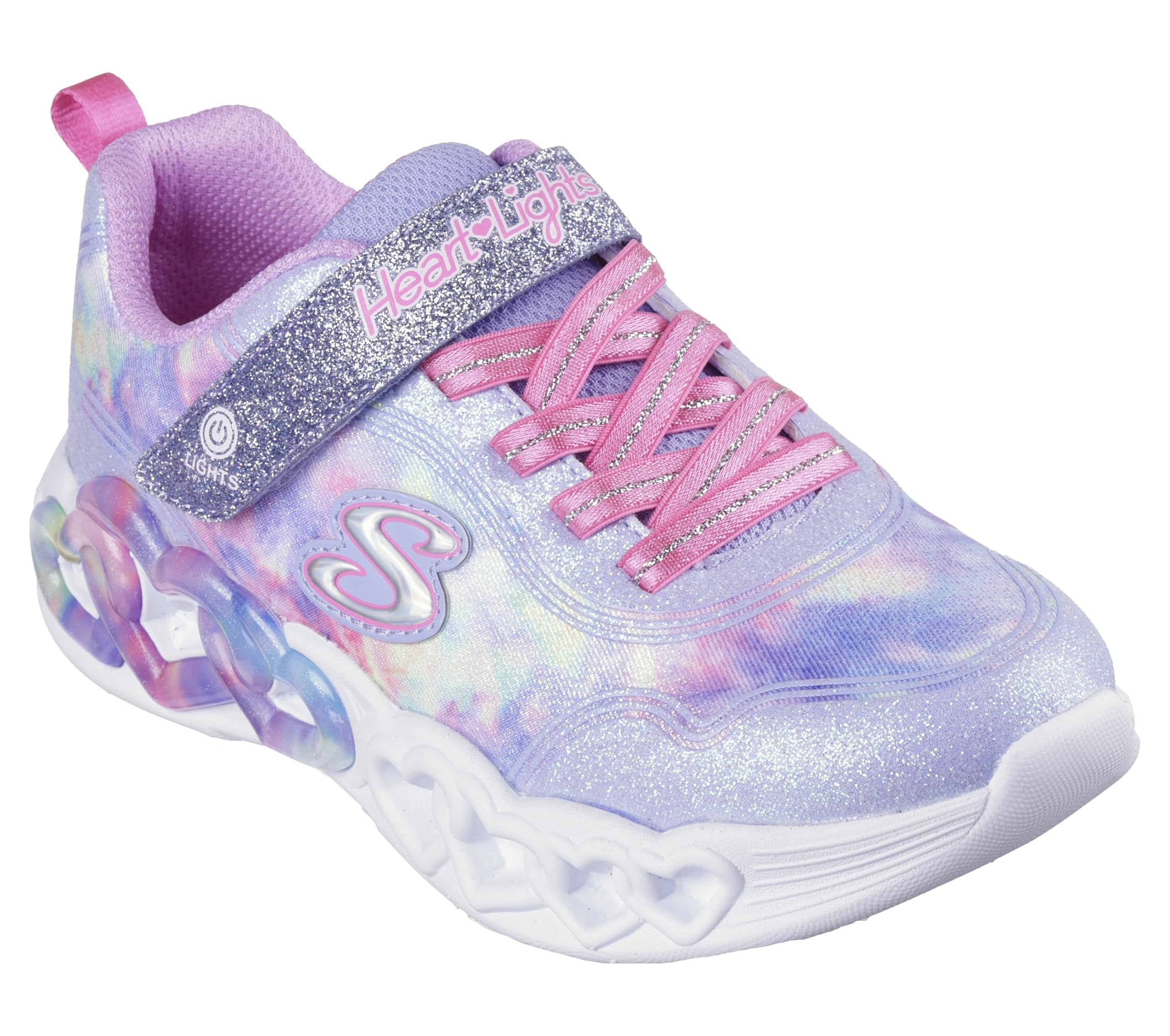 Skechers Girls' Infinite Heart Light-Up Sneakers - Glow in The Dark Shoes for Kids Running, Walking & Playtime