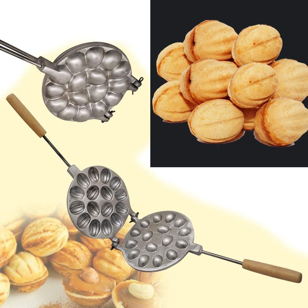 Russian Walnut Cookie Mold (Oreshek Maker) - 16 Nut Cavity Soviet-Style Pastry Press with Bonus Russian Recipe Book - Perfect for Traditional Baking, Holiday Treats & Cultural Dessert Making