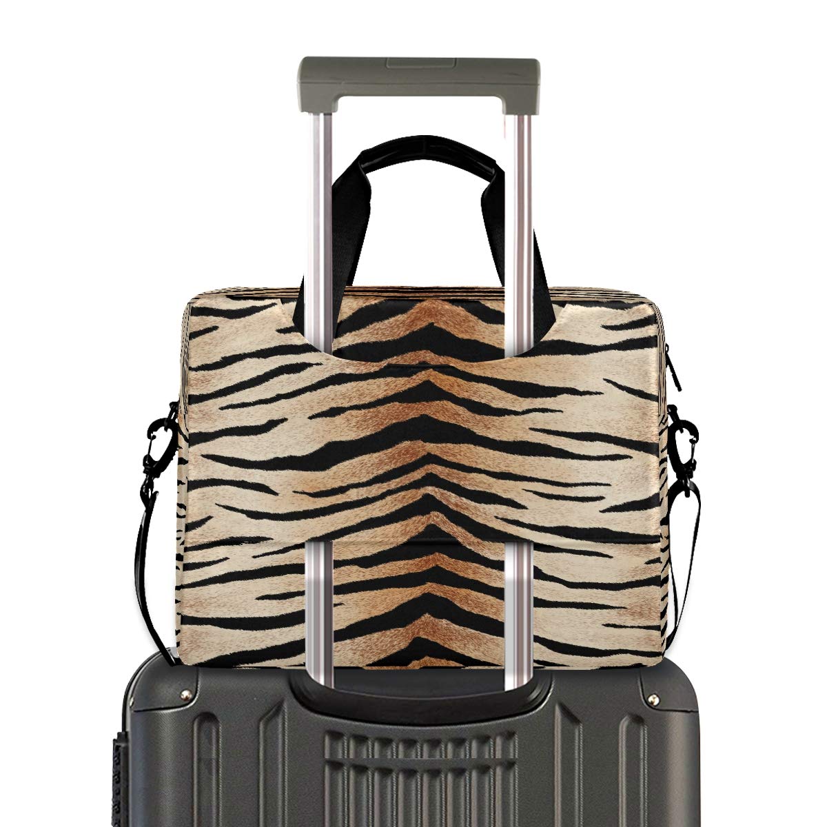 African Tiger Print Laptop Bag - 13 14 15.6 Inch Laptop Sleeve Case with Shoulder Strap - Durable Work Briefcase for MacBook, Tablet & Computer - Perfect for Office, Business Travel & School Commute