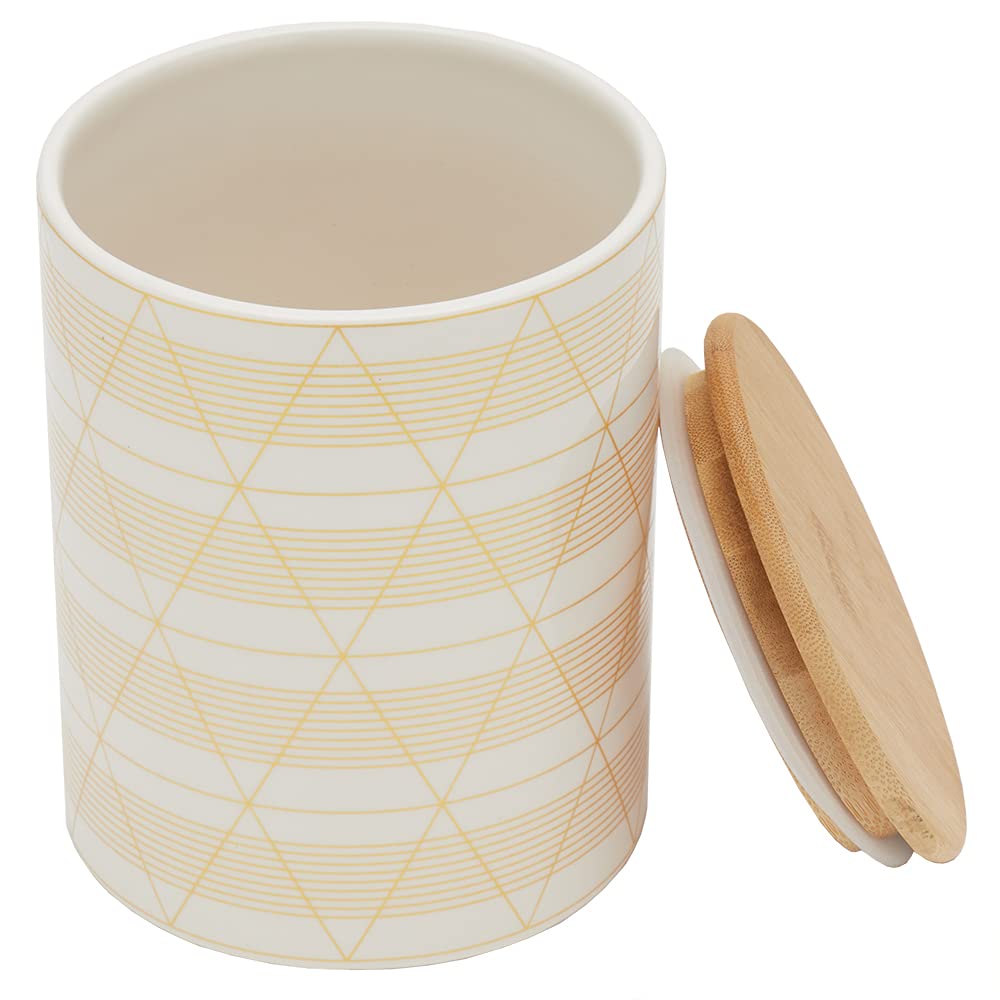 Modern White/Gold Kitchen Canister Set with Bamboo Lid - Store Dry Food & Snacks