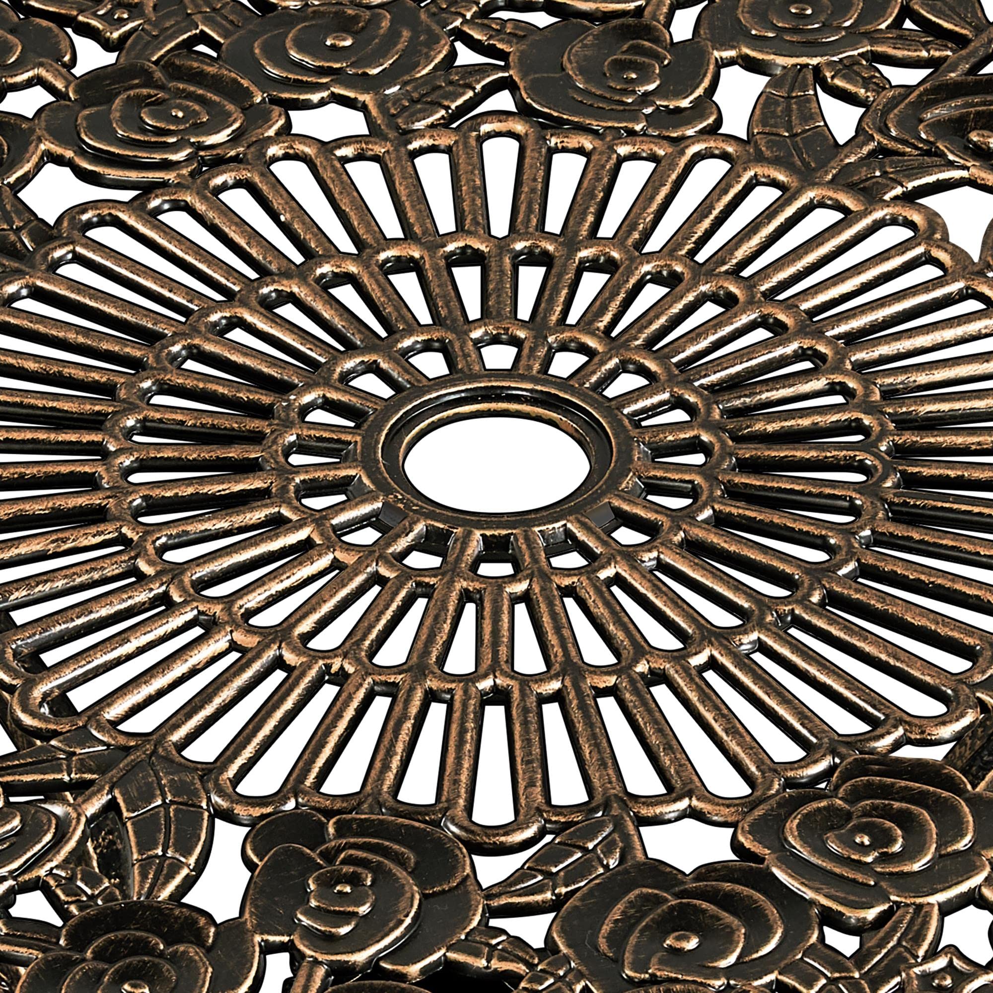 Topeakmart 3-Piece Outdoor Patio Bistro Table Set in Antique Bronze Rose - Durable Cast Aluminum Garden Furniture with Umbrella Hole for Porch, Backyard & Outdoor Dining | Perfect for Entertaining, Relaxing & Summer BBQs
