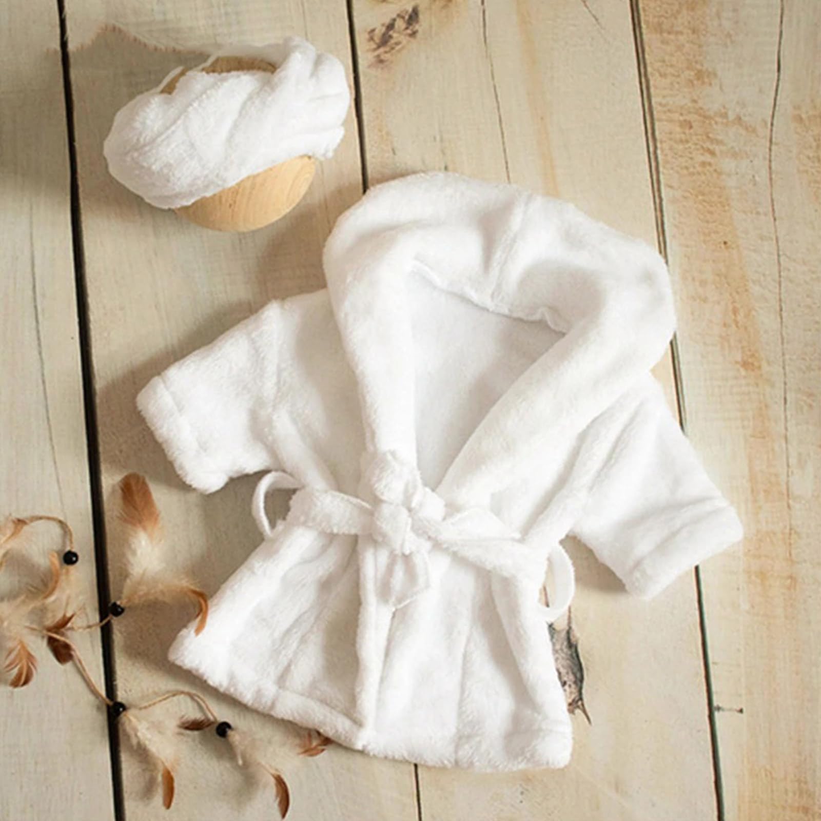 Meiliyizu Newborn Baby Photo Costume - 2-in-1 Bath Robe & Head Towel Outfit for Beach, Photography & Special Occasions | Soft Infant Photo Props for Newborn Photoshoots, Baptism & First Birthday