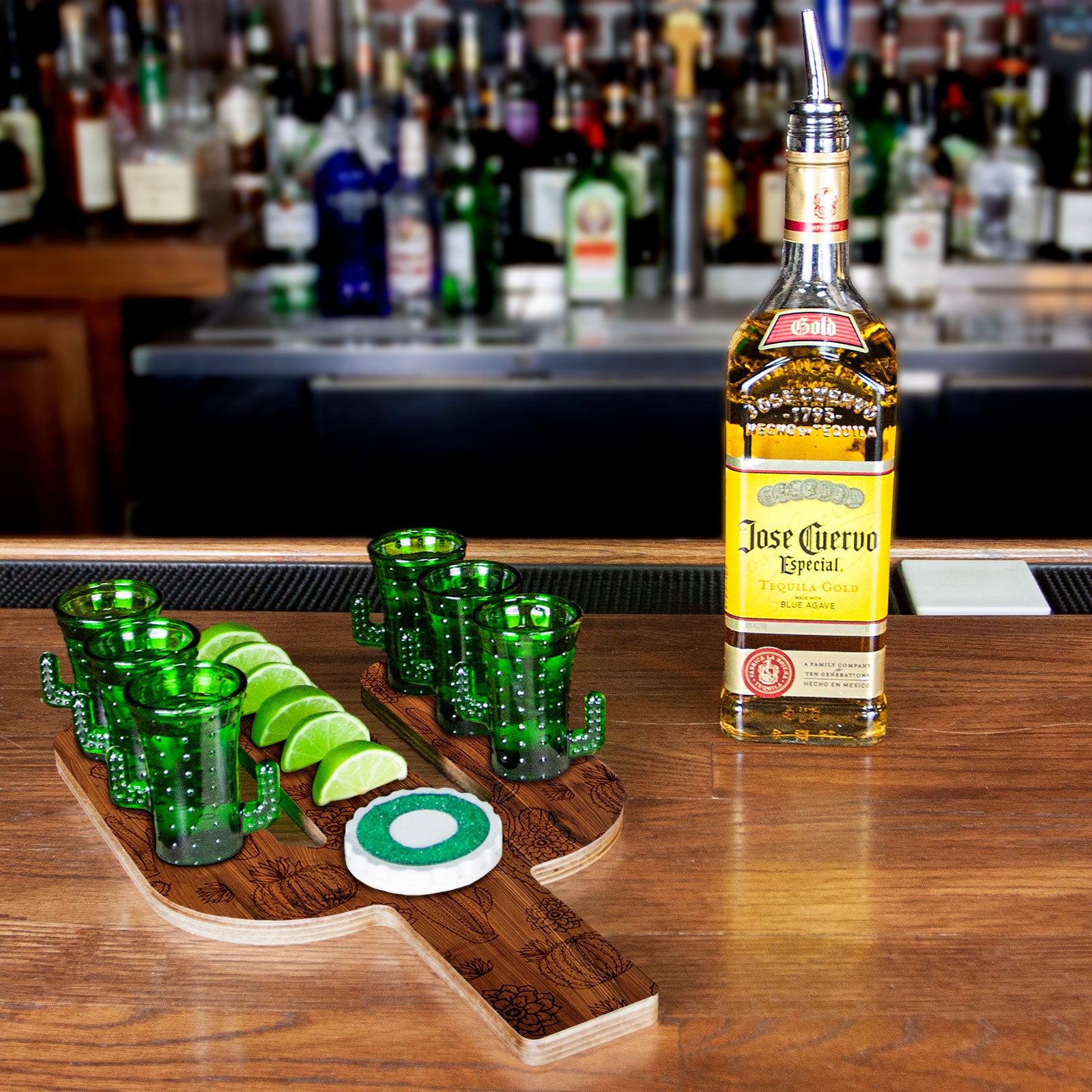 Cactus Shot Serving Tray - Unique Cactus Pattern Design for Cocktails, Margaritas & Party Drinks | Perfect for Summer BBQs, Pool Parties & Mexican Themed Events