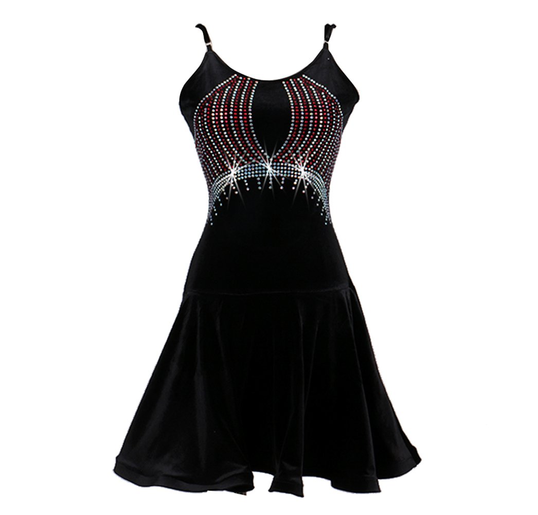 Latin Salsa Rumba Samba Dance Dresses for Women - Sleeveless Rhinestone Embellished Costumes for Adults | Perfect for Dance Performances, Parties & Latin Dance Competitions