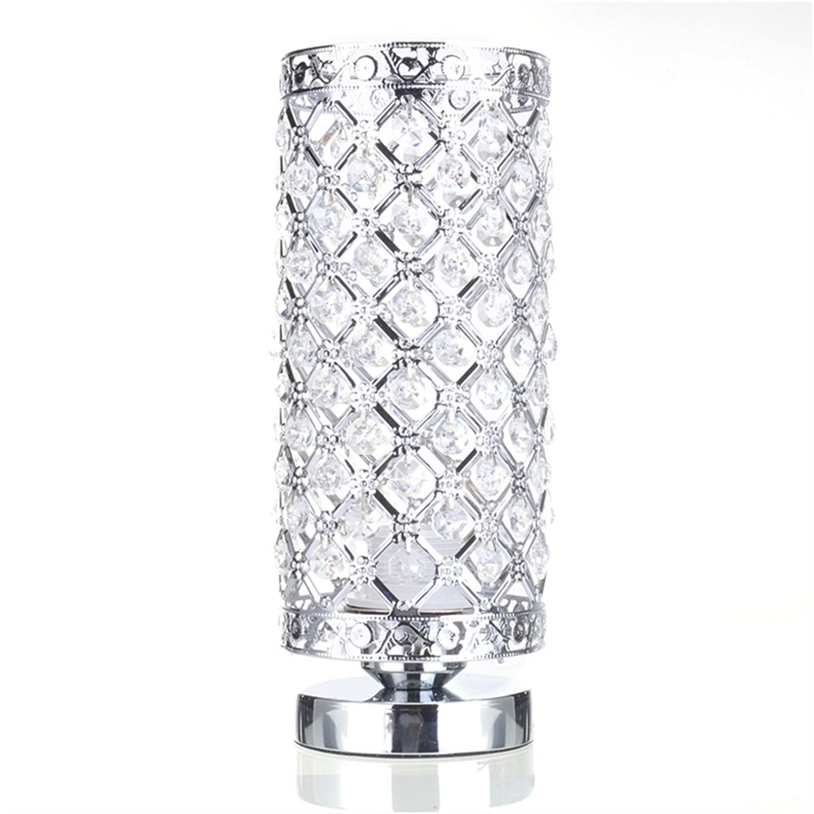 Modern LED Crystal Table Lamp - Adjustable E27 Desk Lamp for Bedroom & Nightstand, Silver Lampshade, Home Decor & Indoor Lighting - Perfect for Reading, Working, and Creating Cozy Ambiance