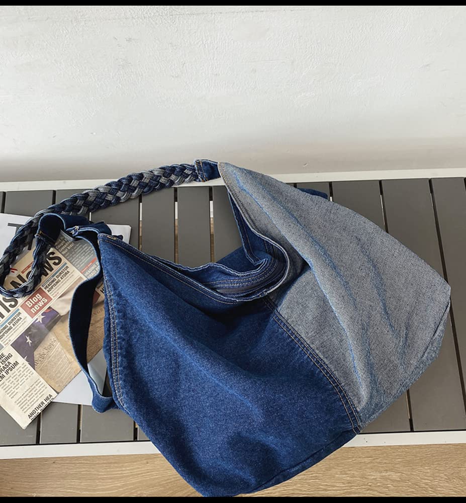 Stylish Denim Canvas Crossbody Shoulder Bag for Women - Single Color Handbag Purse Tote - Perfect for Casual Outings, Travel & Everyday Use