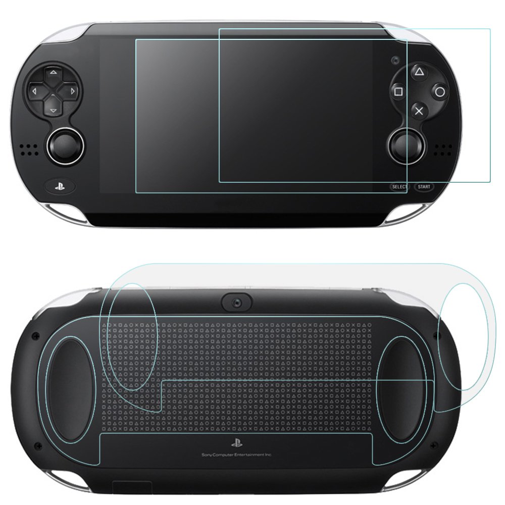 AFUNTA 2-Pack Screen Protector Set for Sony PlayStation Vita 1000 - 4 Pcs Tempered Glass Front Screen Protector & HD Clear PET Back Cover Film - Compatible with PS Vita PSV PCH-1000 - Perfect for Gaming Protection and Scratch Prevention