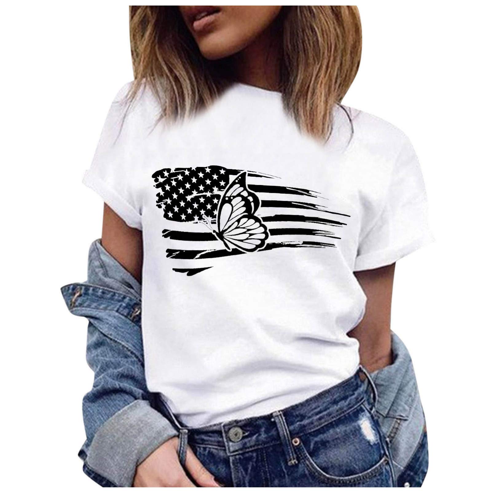 Littleice Women's Summer Casual Short Sleeve Blouse - Round Neck Stylish T-Shirt for Women - Perfect for Beach Outings, Vacation Wear & Everyday Comfort